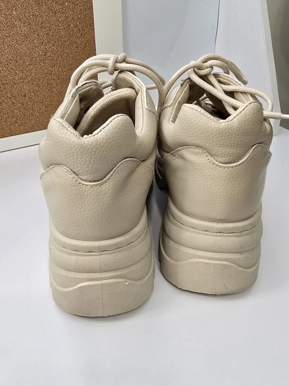Forever 21 Beige Platform Lace-Up Sneakers